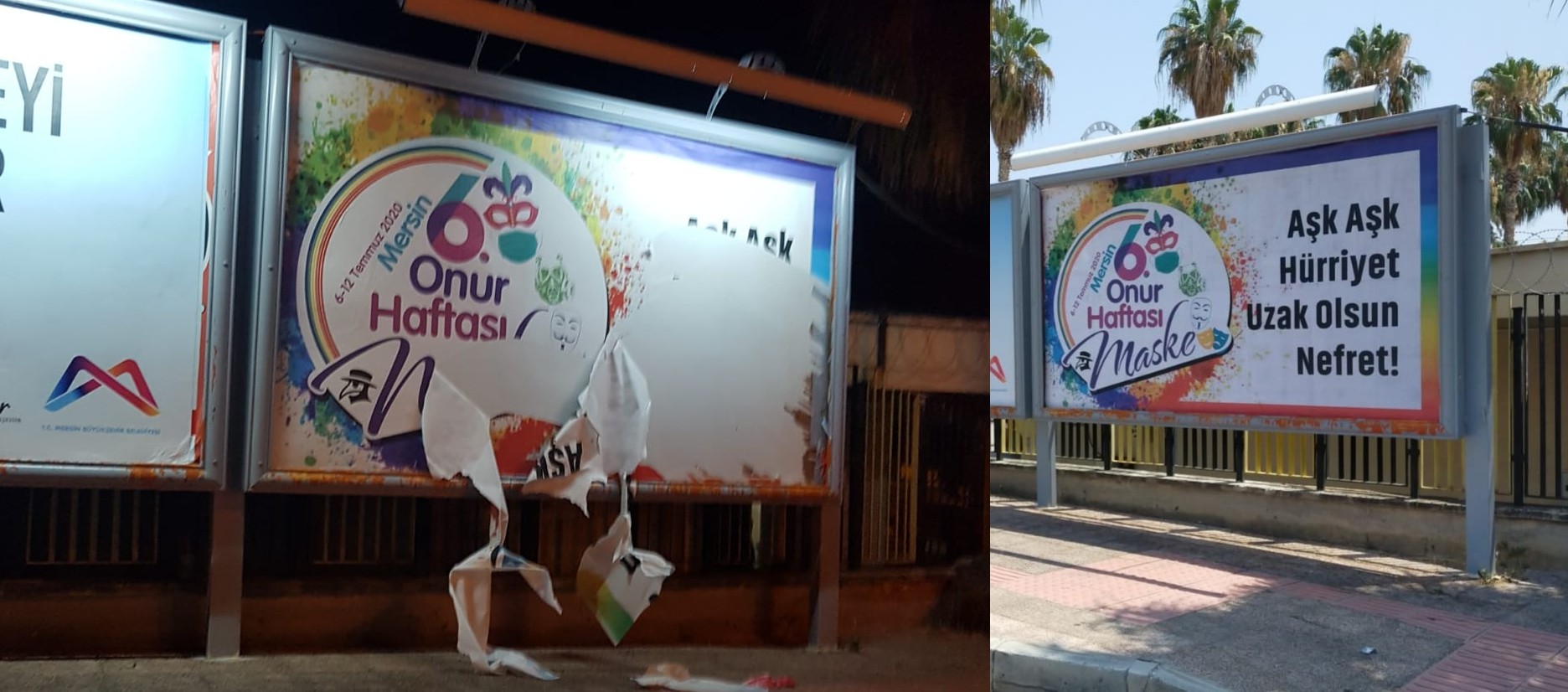 6. Mersin LGBTİ+ Onur Haftası billboardına saldırı | Kaos GL - LGBTİ+ Haber Portalı