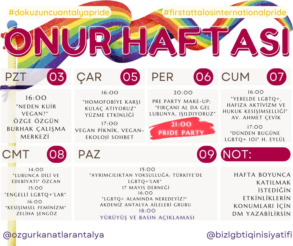 9. Antalya Onur Haftası “Sen de seviyorsun, biliyorum” diyecek Kaos GL - LGBTİ+ Haber Portalı