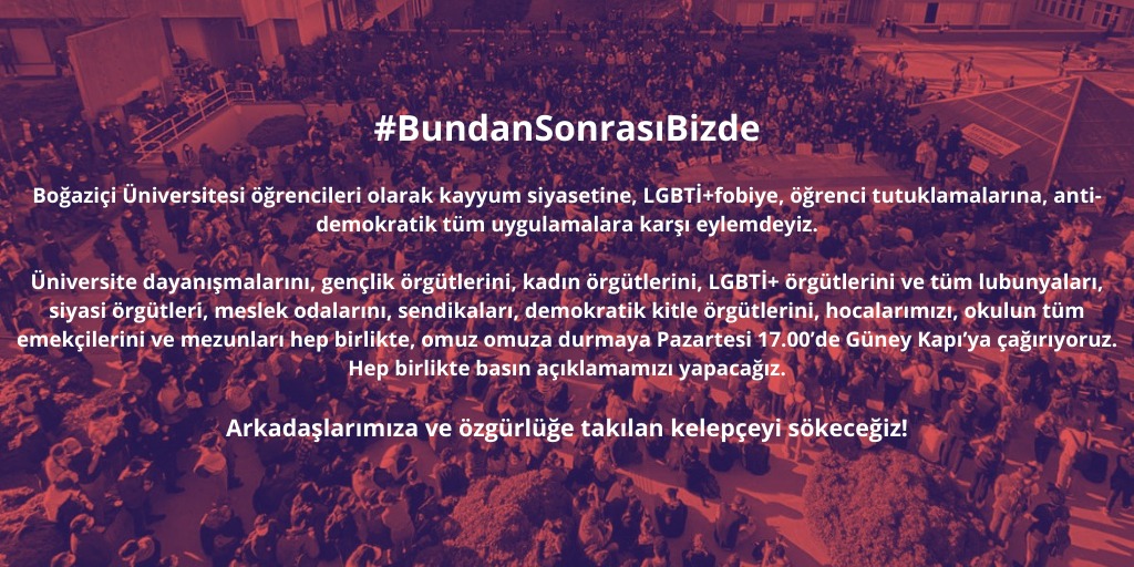 Boğaziçi Dayanışması’ndan çağrı: “LGBTİ+fobiye karşı eylemdeyiz” Kaos GL - LGBTİ+ Haber Portalı