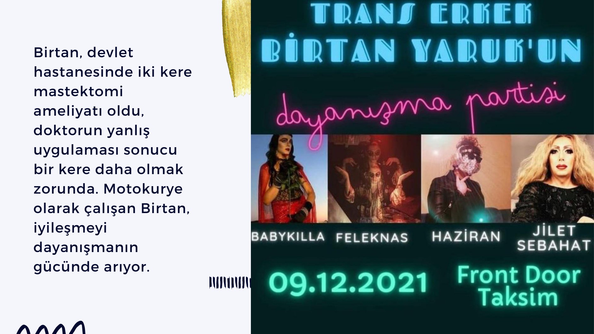 BU AKŞAM: Birtan Yaruk’la dayanışma partisi Kaos GL - LGBTİ+ Haber Portalı