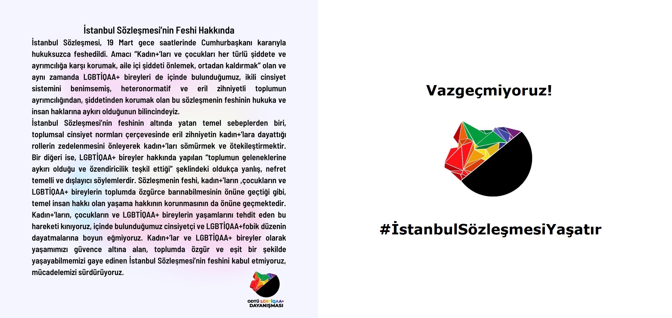 “Cinsiyetçi ve LGBTİQAA+fobik düzenin dayatmalarına boyun eğmiyoruz” Kaos GL - LGBTİ+ Haber Portalı