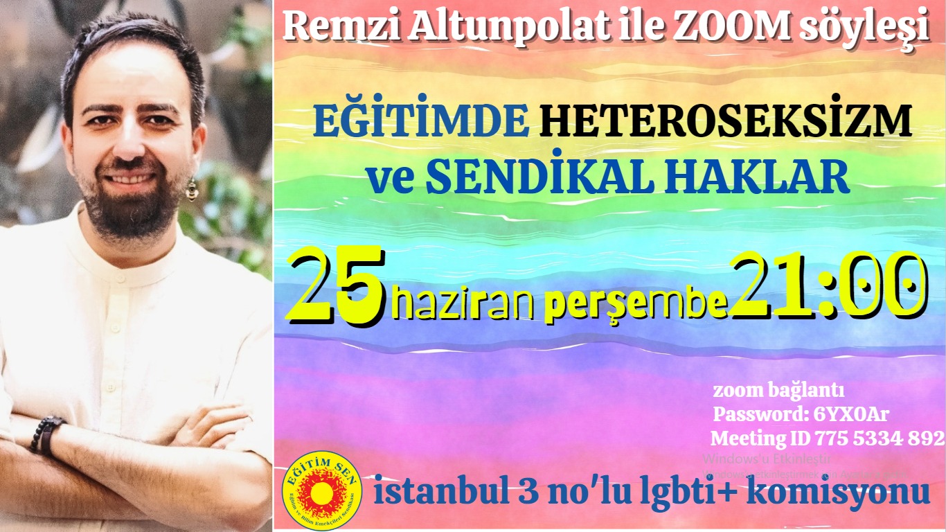 Eğitim-Sen İstanbul 3 No’lu Şube LGBTİ+ Komisyonu’ndan Onur Haftası söyleşisi Kaos GL - LGBTİ+ Haber Portalı