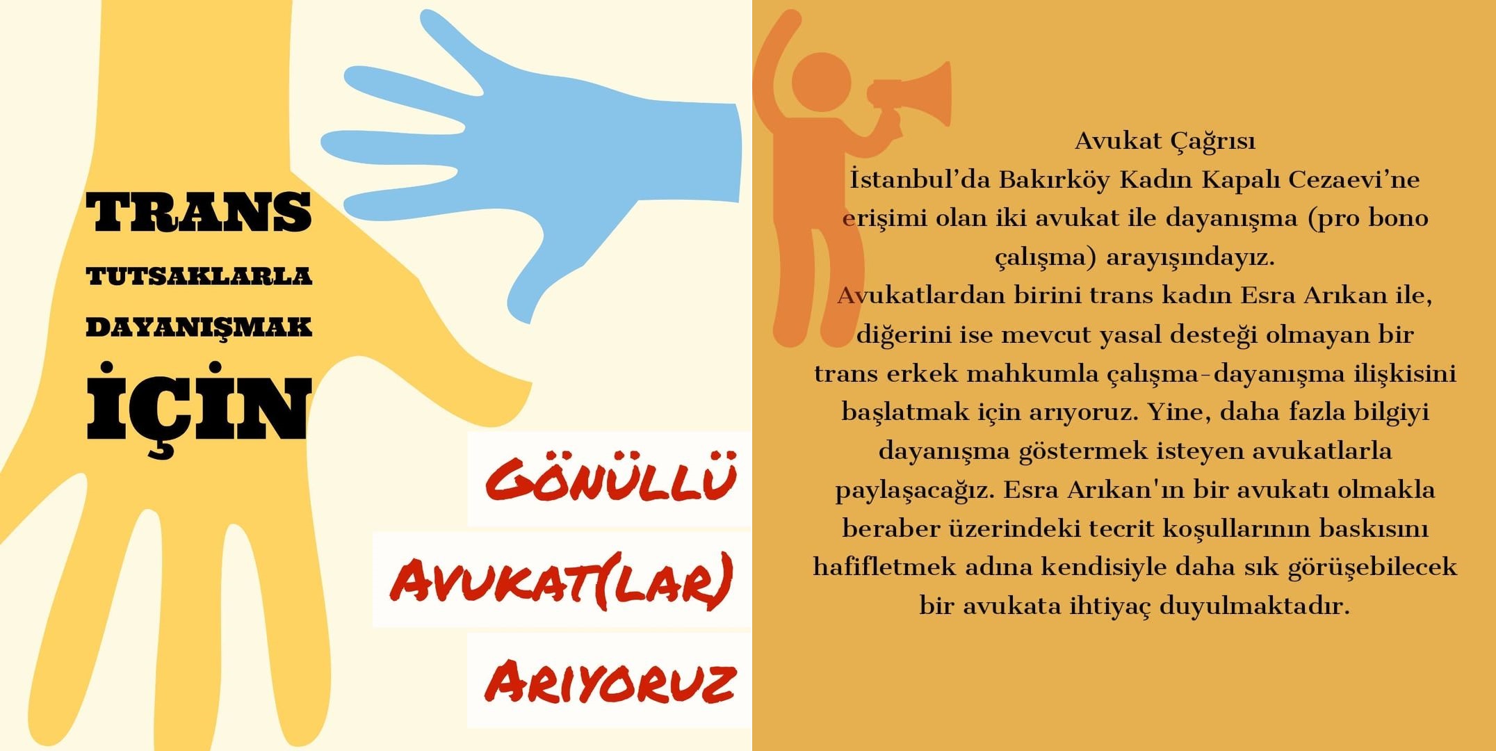 Esra Arıkan Dayanışma Ağı gönüllü avukatlarını arıyor Kaos GL - LGBTİ+ Haber Portalı