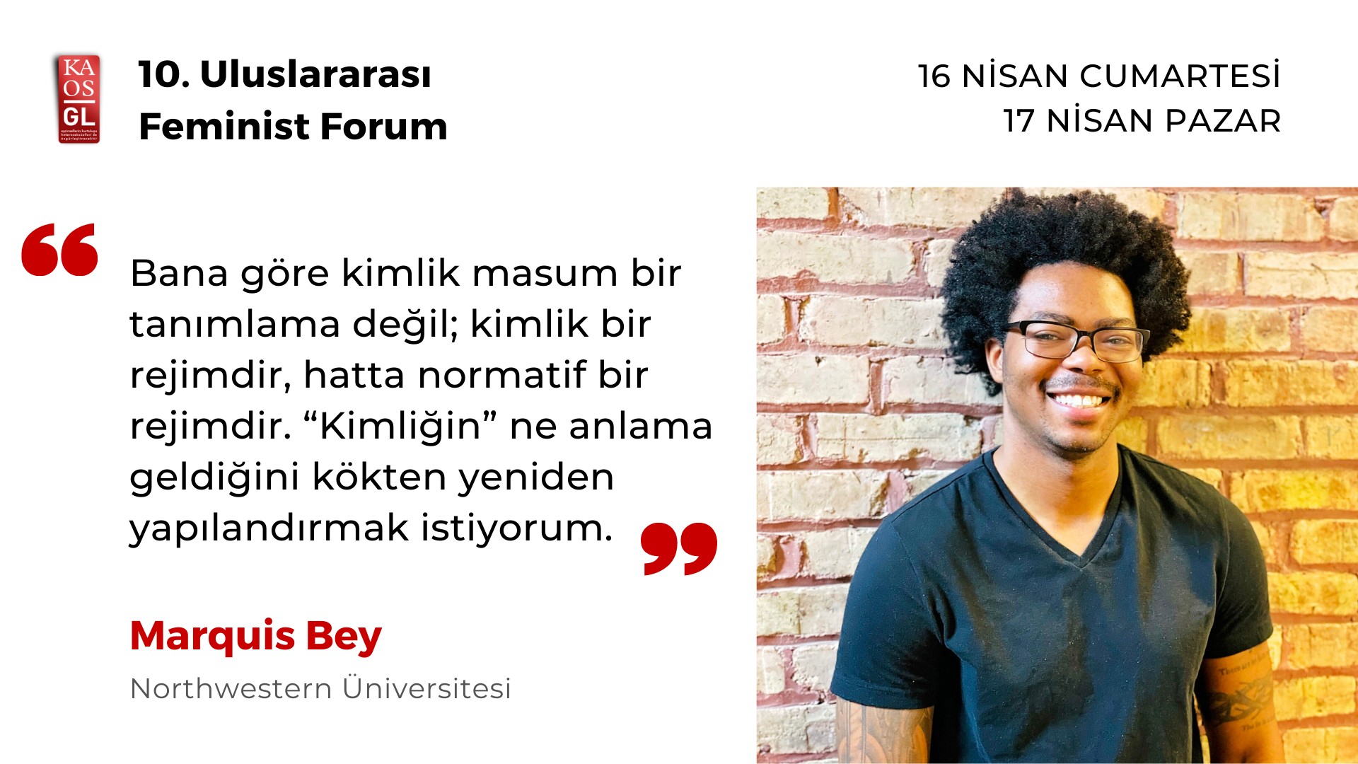 Feminist Forum’un konuğu Marquis Bey’le tanışın Kaos GL - LGBTİ+ Haber Portalı