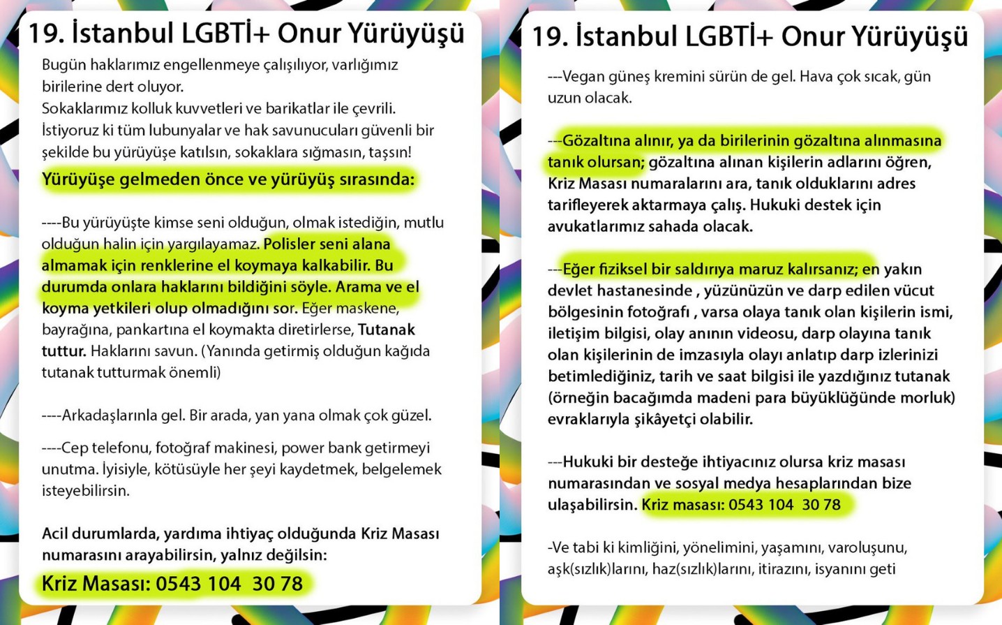 İstanbul LGBTİ+ Onur Yürüyüşü Kriz Masası telefonu yayında! | Kaos GL - LGBTİ+ Haber Portalı Haber