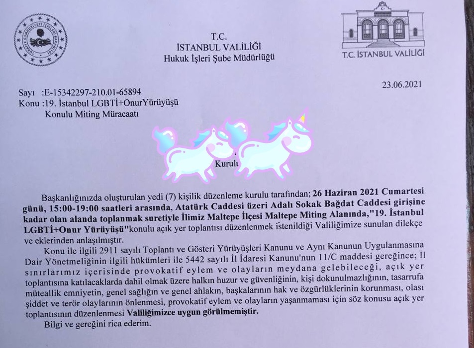 İstanbul Valiliği’nden yine aynı nakarat Kaos GL - LGBTİ+ Haber Portalı
