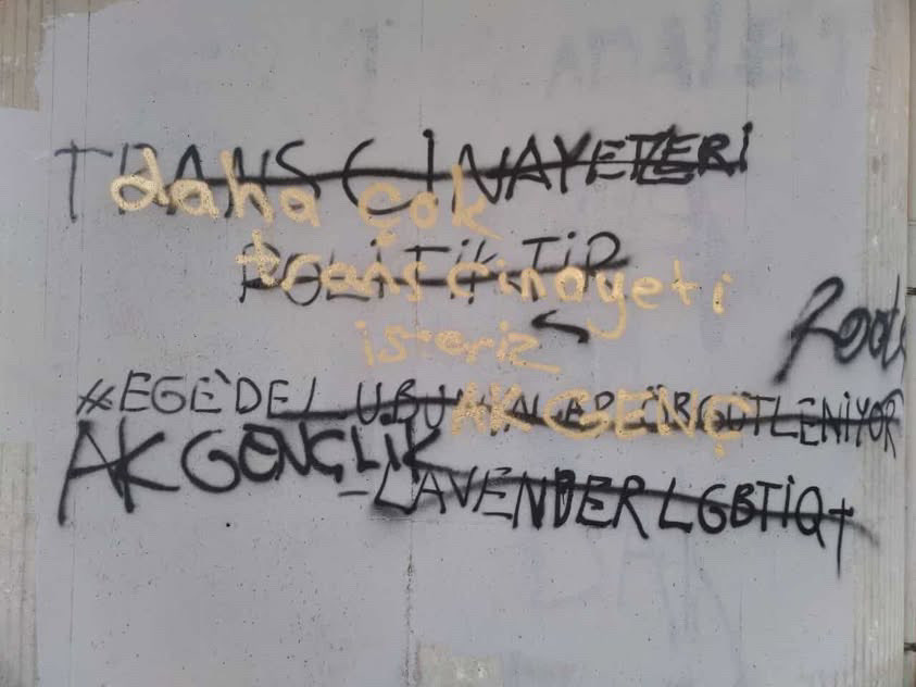 İzmir’de “Ak Gençlik” imzalı “Daha çok trans cinayeti isteriz” yazılamaları Kaos GL - LGBTİ+ Haber Portalı