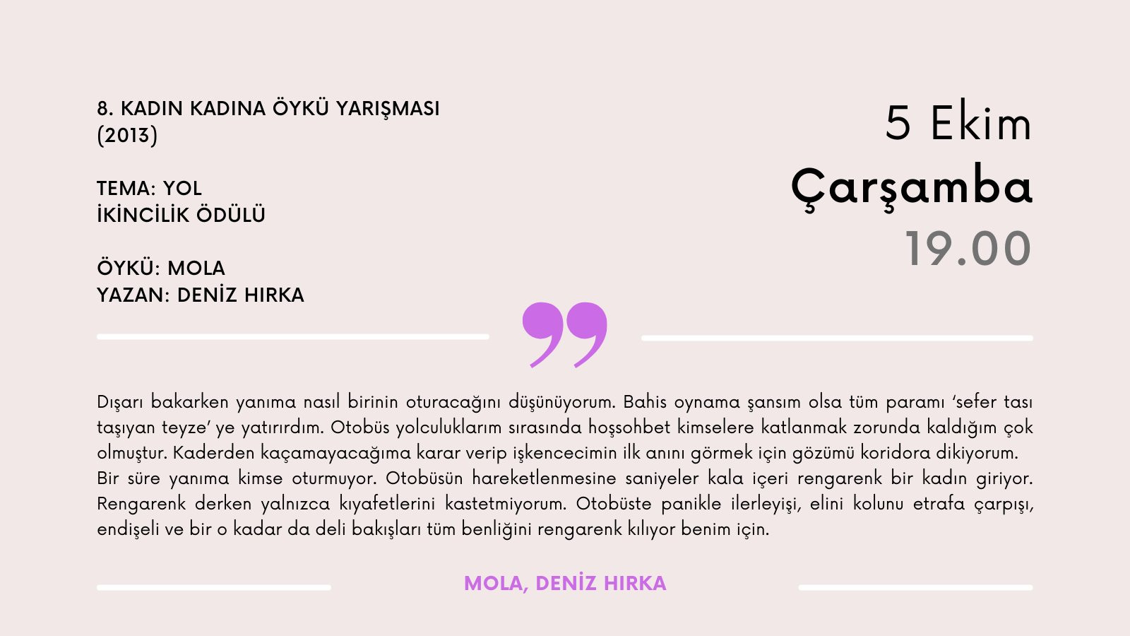 Kadın+ Öykü Okuma’da bu hafta: Mola Kaos GL - LGBTİ+ Haber Portalı