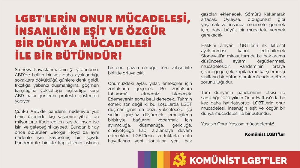 Komünist LGBT’ler: “Yaşasın onur! Yaşasın mücadelemiz!” Kaos GL - LGBTİ+ Haber Portalı