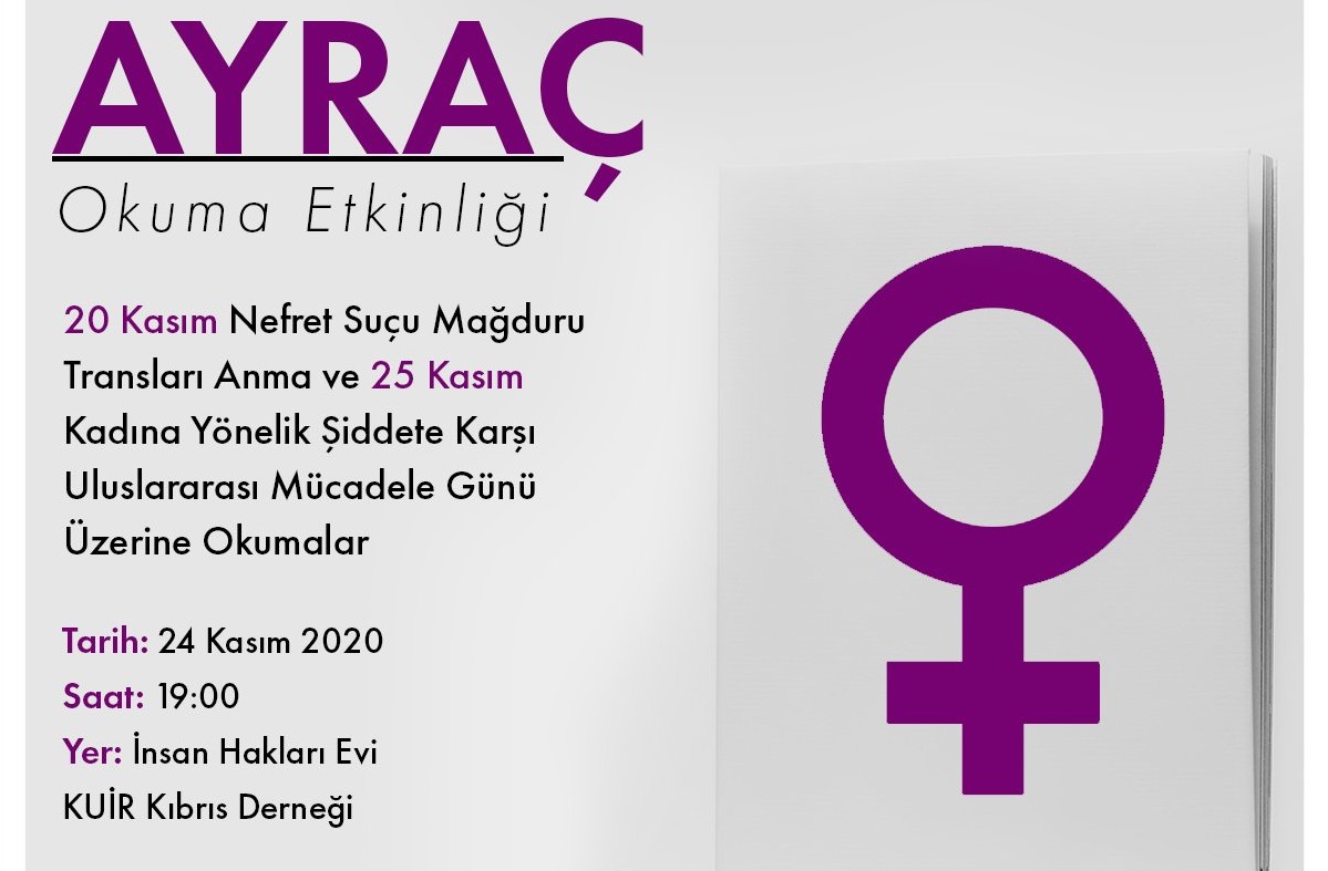 Kuir Kıbrıs’tan 20 ve 25 Kasım okumaları Kaos GL - LGBTİ+ Haber Portalı