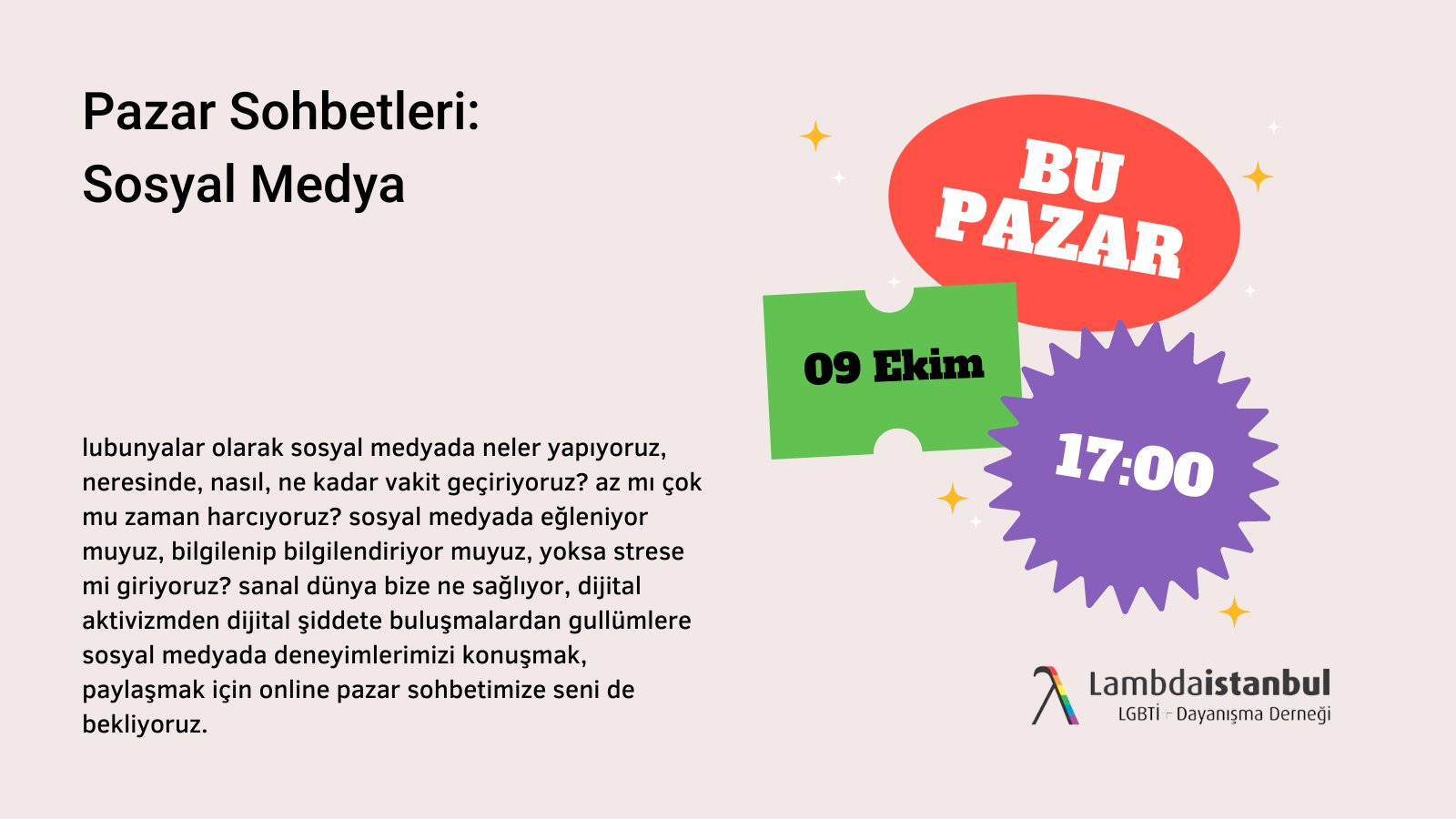 Lambdaistanbul’un Pazar Sohbetleri’nde bu hafta: Sosyal medya Kaos GL - LGBTİ+ Haber Portalı