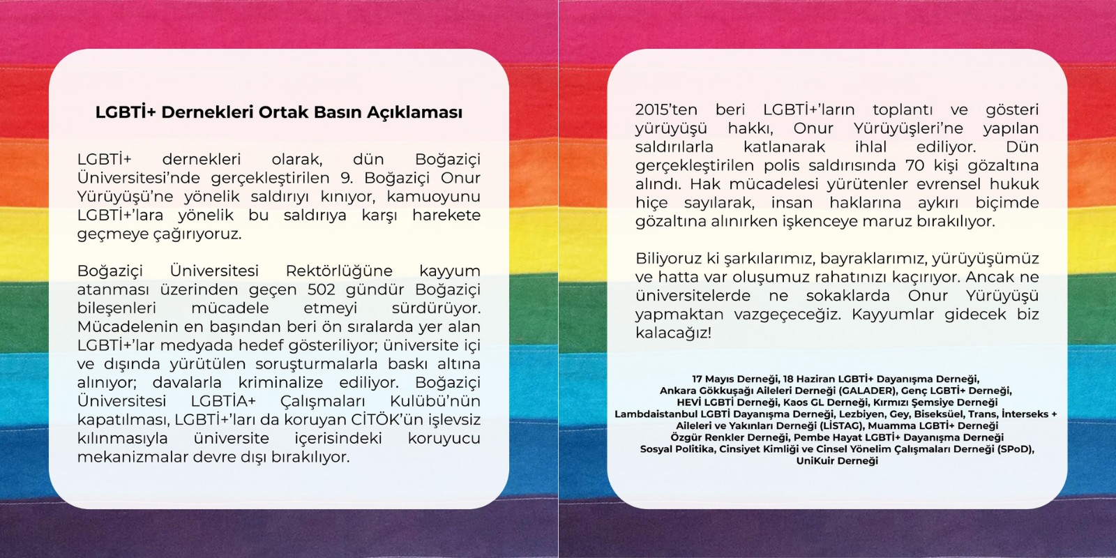 LGBTİ+ derneklerinden ortak açıklama: Kayyumlar gidecek biz kalacağız! Kaos GL - LGBTİ+ Haber Portalı