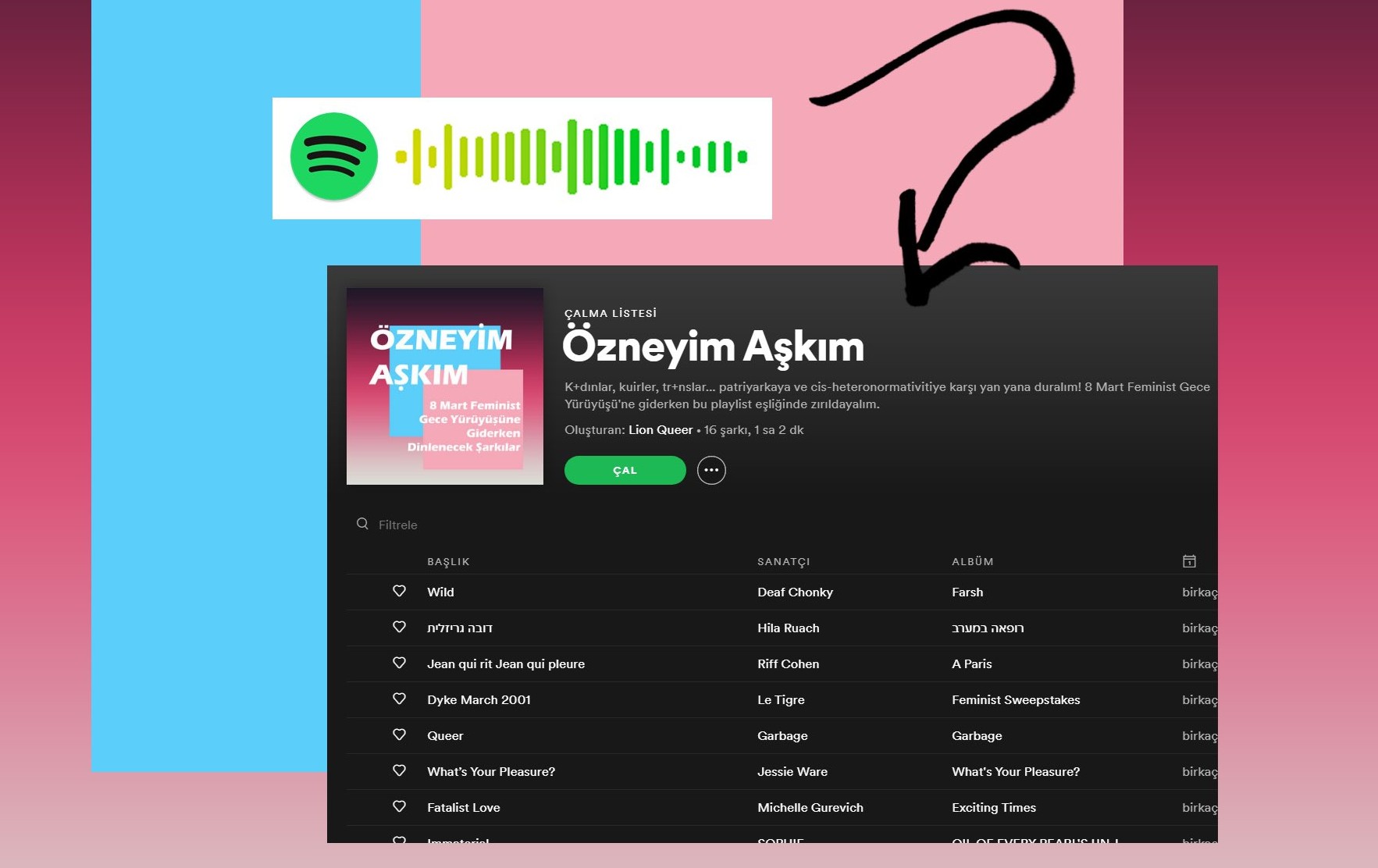 Lion Queer’den 8 Mart playlisti: “Özneyim Aşkım” Kaos GL - LGBTİ+ Haber Portalı