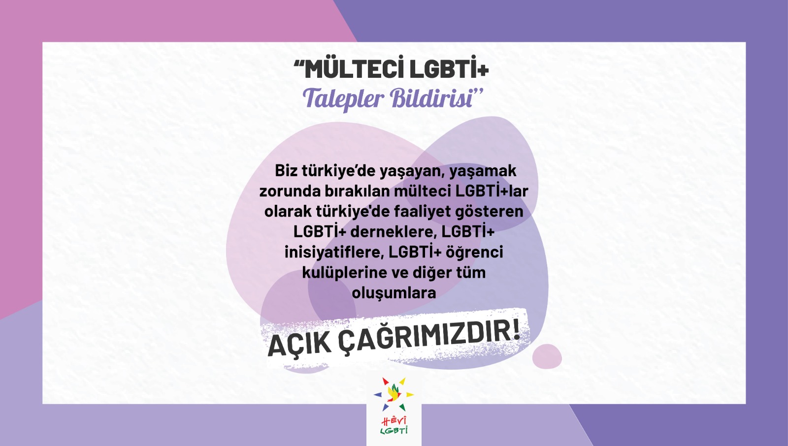 “Mülteci LGBTİ+ Talepler Bildirisi” beş dilde yayında | Kaos GL - LGBTİ+ Haber Portalı Haber