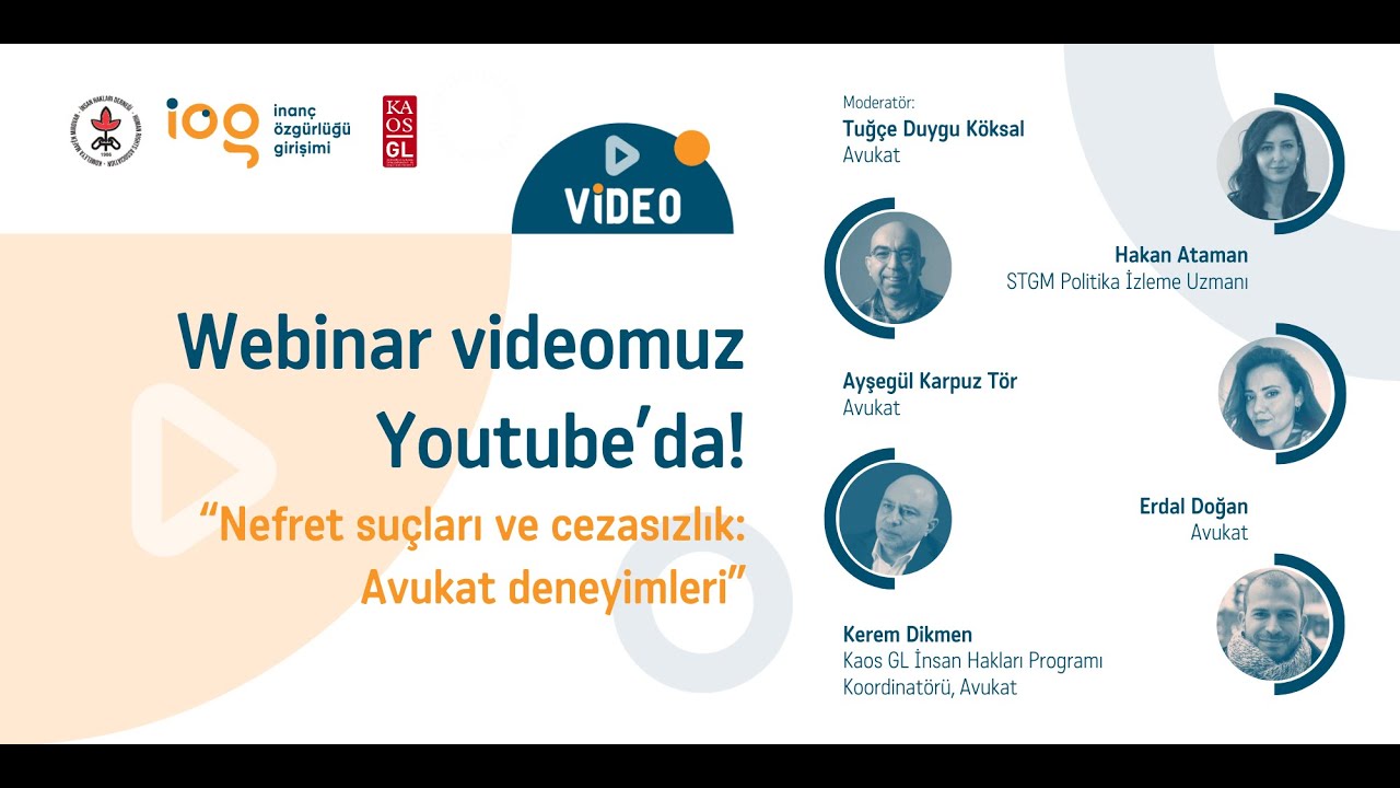 “Nefret Suçları ve Cezasızlık: Avukat Deneyimleri” webinarı Youtube’da Kaos GL - LGBTİ+ Haber Portalı