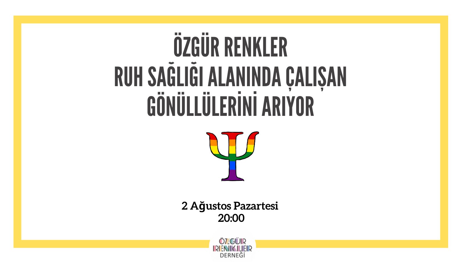 Özgür Renkler ruh sağlığı alanında çalışan gönüllülerini arıyor | Kaos GL - LGBTİ+ Haber Portalı Haber