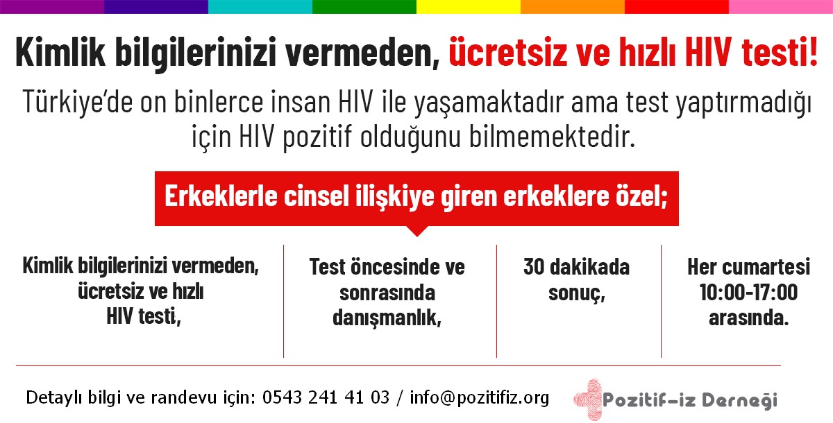 Pozitif-İz’den ücretsiz ve hızlı HIV testi projesi Kaos GL - LGBTİ+ Haber Portalı