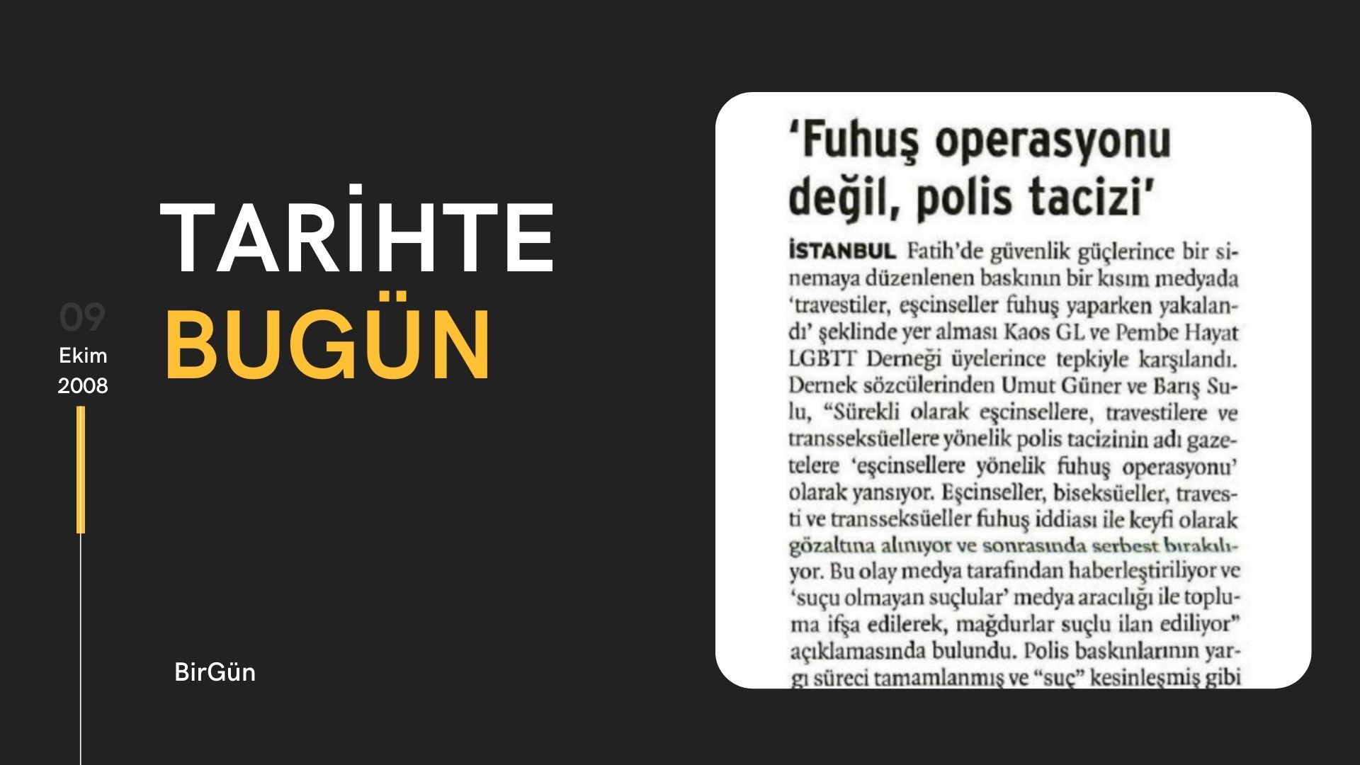 Tarihte bugün: 'Fuhuş operasyonu değil, polis tacizi' Kaos GL - LGBTİ+ Haber Portalı