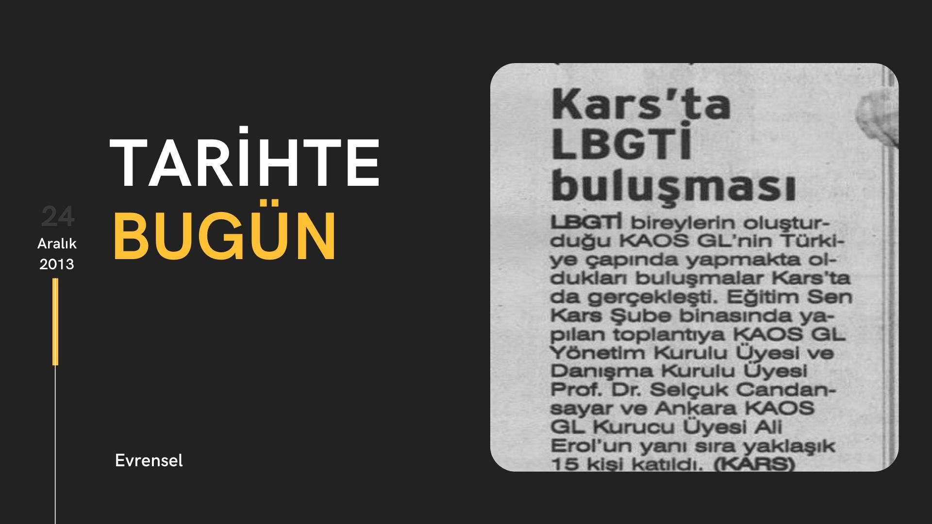 Tarihte bugün: Kars'ta LBGTİ buluşması Kaos GL - LGBTİ+ Haber Portalı