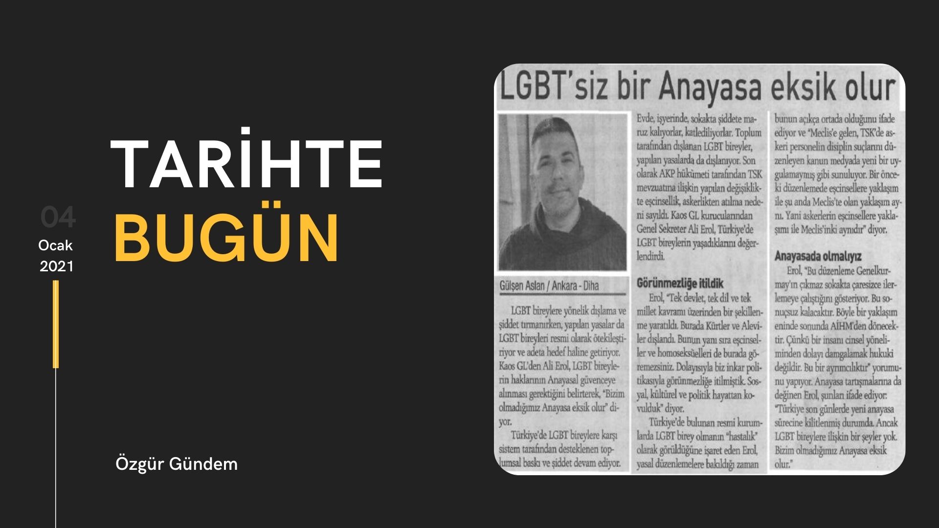 Tarihte bugün: “LGBT'siz bir Anayasa eksik olur” | Kaos GL - LGBTİ+ Haber Portalı