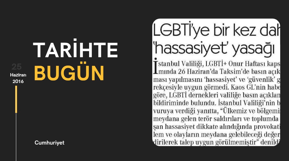 Tarihte Bugün: “LGBTİ'ye bir kez daha 'hassasiyet' yasağı Kaos GL - LGBTİ+ Haber Portalı