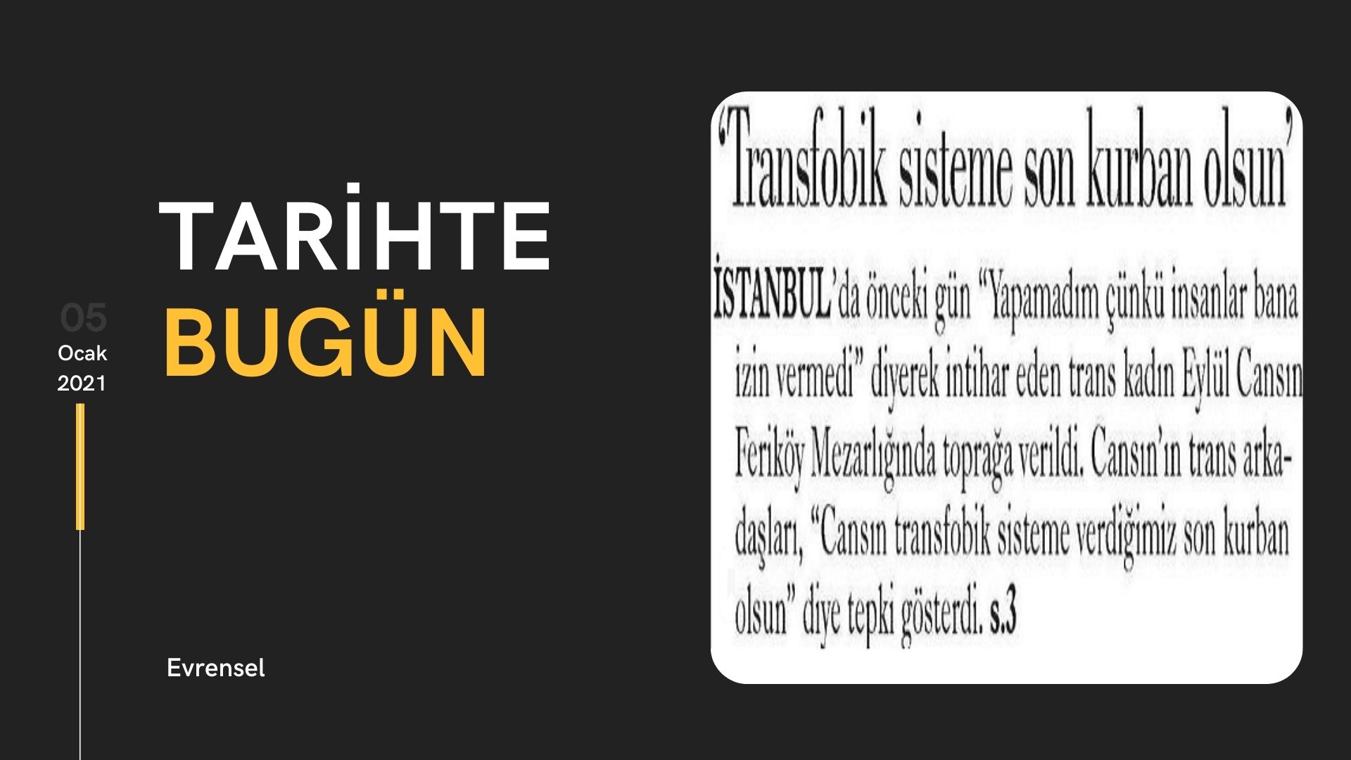 Tarihte bugün: “Transfobik sisteme son kurban olsun” | Kaos GL - LGBTİ+ Haber Portalı