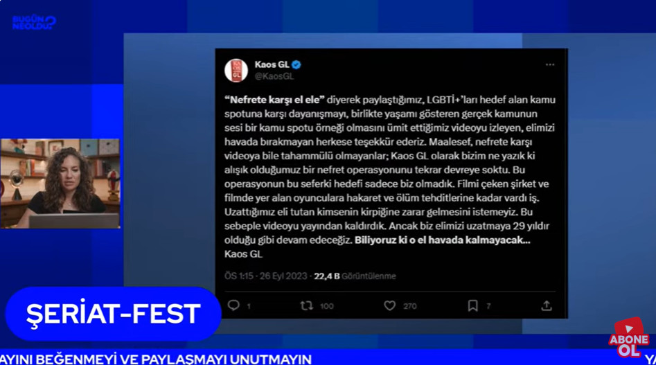 “Toplumun temeline dinamit koyanlar nefret söyleminde bulunanlar, insanları ölümle tehdit edenler” Kaos GL - LGBTİ+ Haber Portalı
