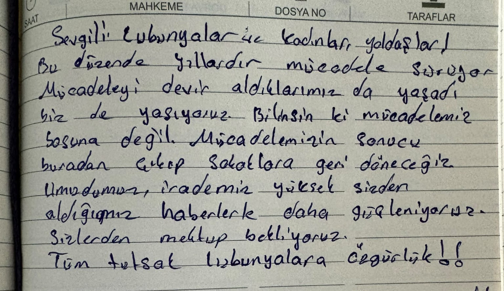 Tutuklu trans aktivist Deniz Hikmet Hazer’den mesaj: “Tüm tutsak lubunyalara özgürlük!” Kaos GL - LGBTİ+ Haber Portalı