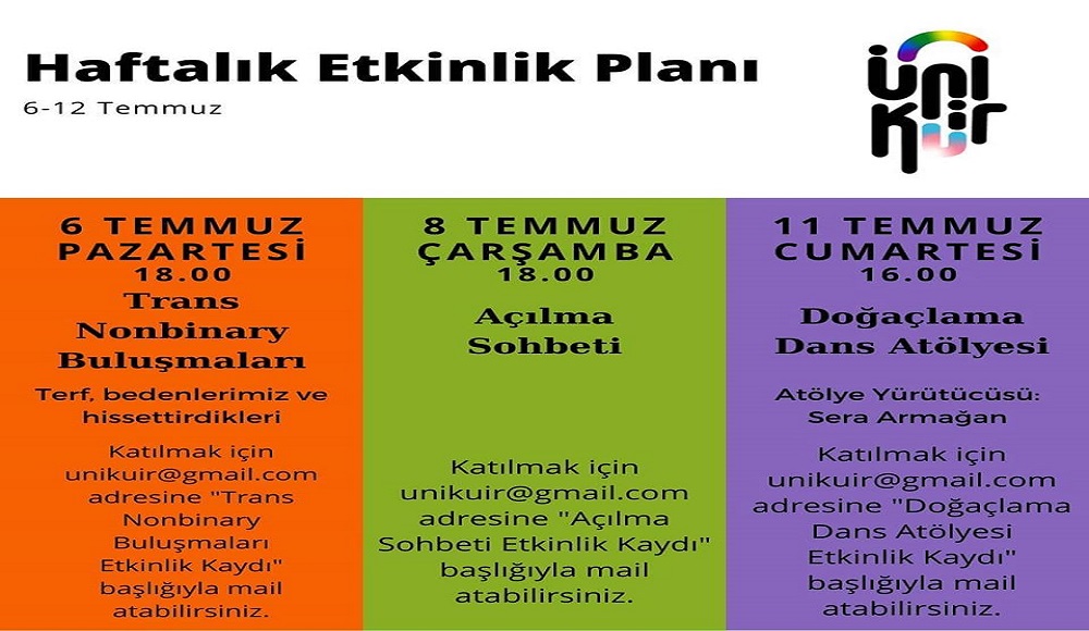 ÜniKuir’den haftalık etkinlik programı | Kaos GL - LGBTİ+ Haber Portalı