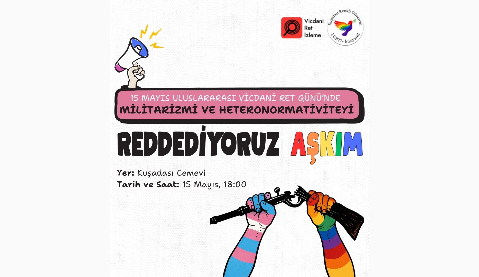 Vicdani Ret İzleme ve Renkli Güvercin LGBTİ+ İnisiyatifi, 15 Mayıs Uluslararası Vicdani Ret Günü’nde buluşacak! | Kaos GL - LGBTİ+ Haber Portalı Haber