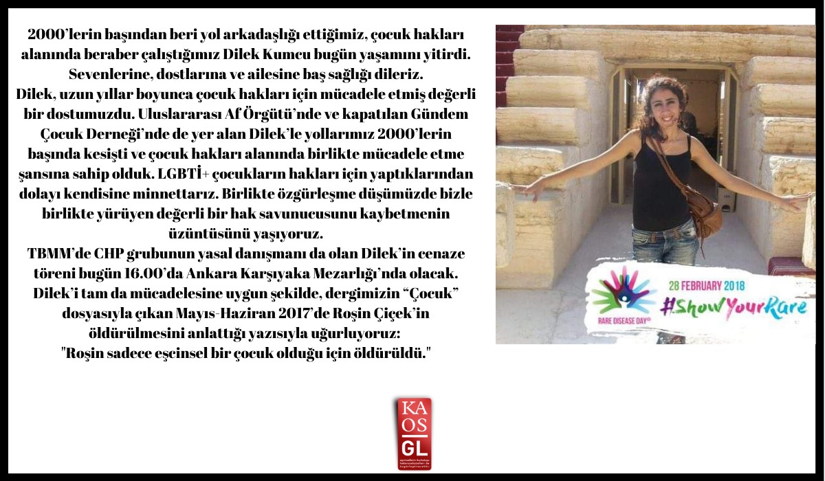 Yol arkadaşımız Dilek Kumcu’yu kaybettik… Kaos GL - LGBTİ+ Haber Portalı