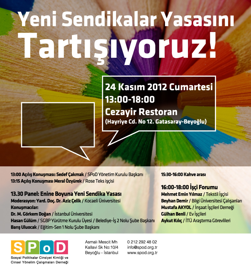 SPoD Yeni Sendikalar Yasasını Tartışıyor Kaos GL - LGBTİ+ Haber Portalı