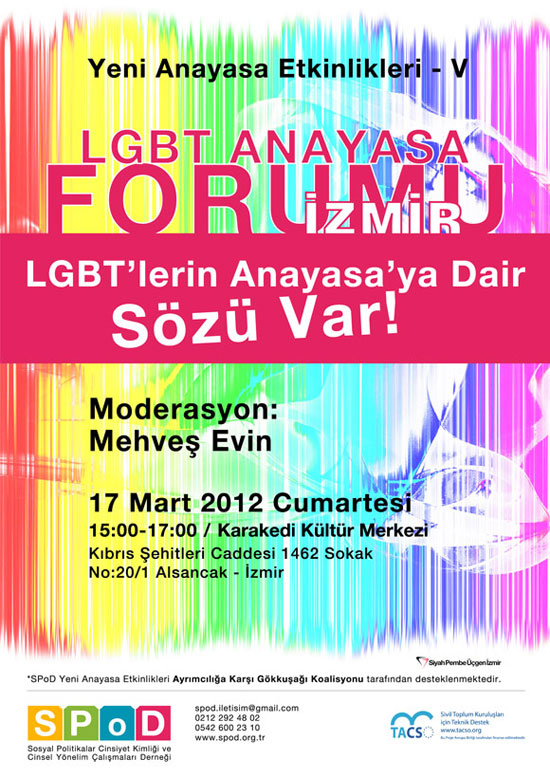 İzmir&rsquo;de "LGBT&rsquo;lerin Anayasaya Dair Sözü Var" Paneli Kaos GL - LGBTİ+ Haber Portalı