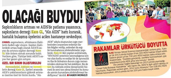 Gazetelerde ne kadar yer aldık: Olacağı Vahdetti! Kaos GL - LGBTİ+ Haber Portalı