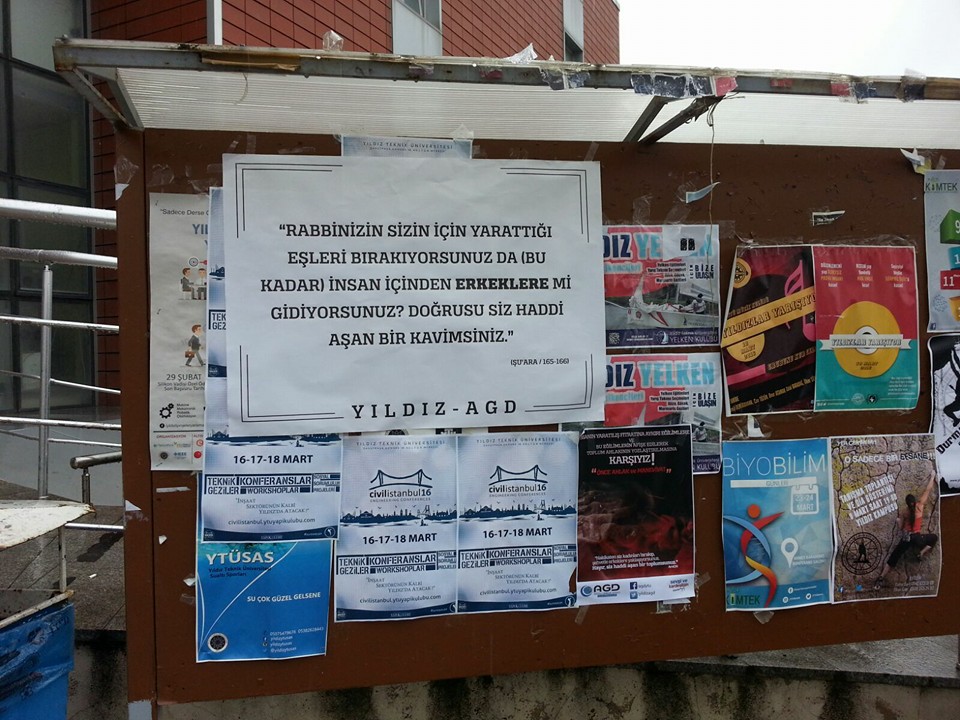 AGD&rsquo;den Yıldız Teknik&rsquo;te homofobik nefret afişleri Kaos GL - LGBTİ+ Haber Portalı