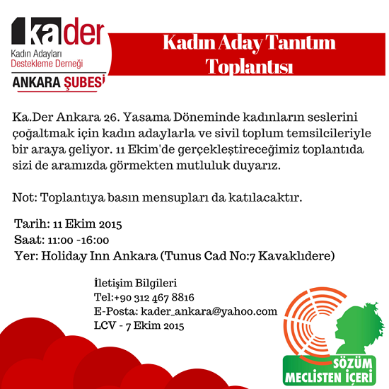 KA.DER Ankara kadın adaylarla buluşacak Kaos GL - LGBTİ+ Haber Portalı