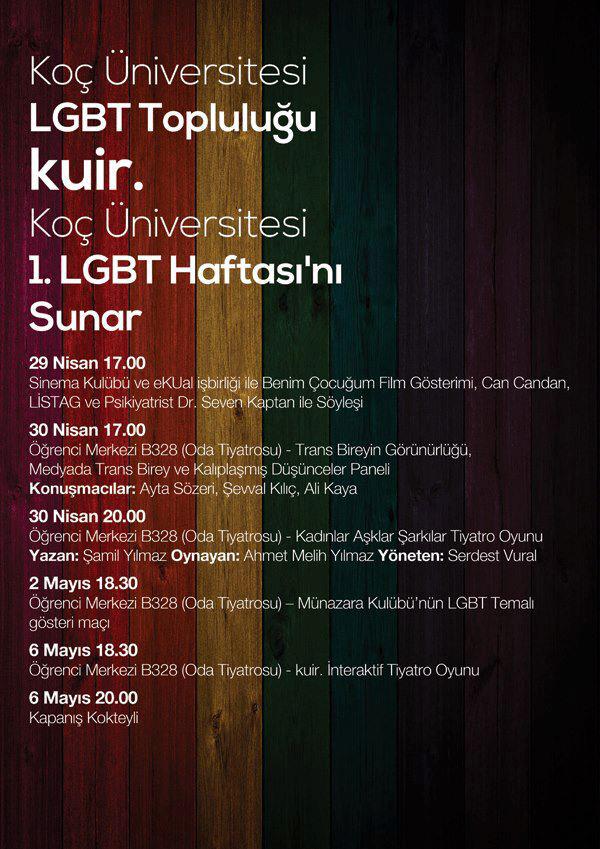 Koç Üniversitesi&rsquo;nde 1. LGBT Haftası Kaos GL - LGBTİ+ Haber Portalı