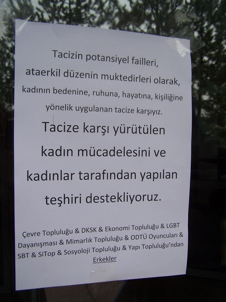 ODTÜ&rsquo;de Erkeklerden Tacizcinin Teşhir Edilmesine Destek Kaos GL - LGBTİ+ Haber Portalı