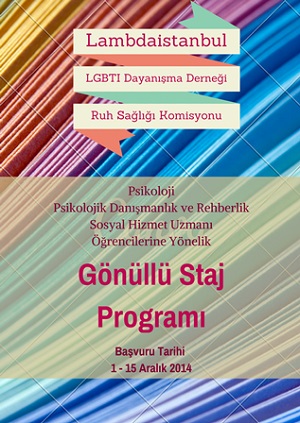 Lambdaistanbul Ruh Sağlığı Komisyonu&rsquo;ndan gönüllü staj çağrısı Kaos GL - LGBTİ+ Haber Portalı