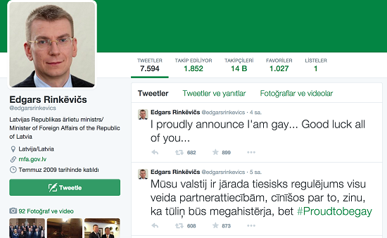 Letonya Dışişleri Bakanı gey olduğunu açıkladı Kaos GL - LGBTİ+ Haber Portalı