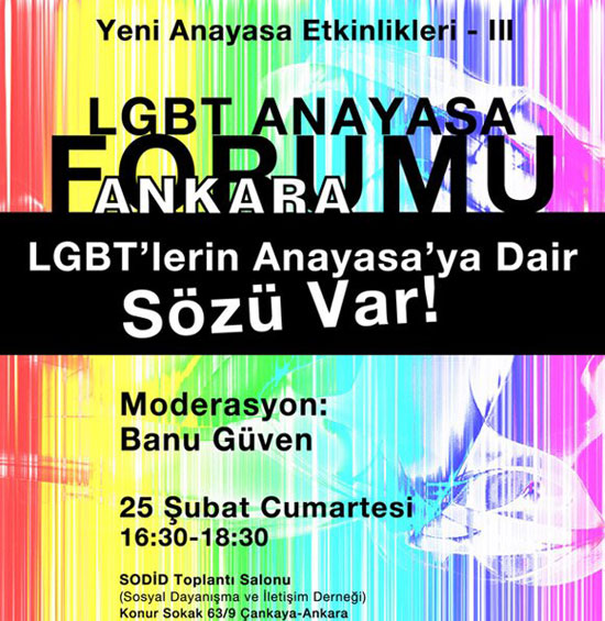 Ankara&rsquo;da "LGBT&rsquo;lerin Anayasaya Dair Sözü Var" Paneli Kaos GL - LGBTİ+ Haber Portalı