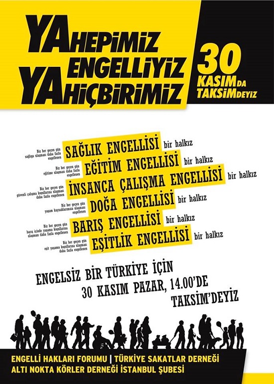 Engelliler 30 Kasım&rsquo;da Taksim&rsquo;e çağırıyor Kaos GL - LGBTİ+ Haber Portalı