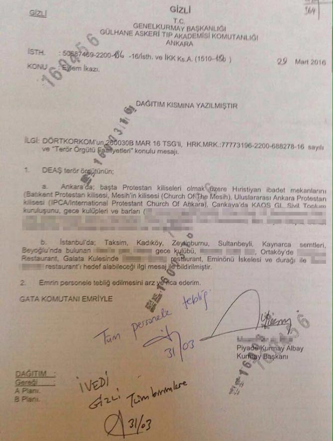 IŞİD istihbarat belgesi Meclis&rsquo;e taşındı | Kaos GL - LGBTİ+ Haber Portalı