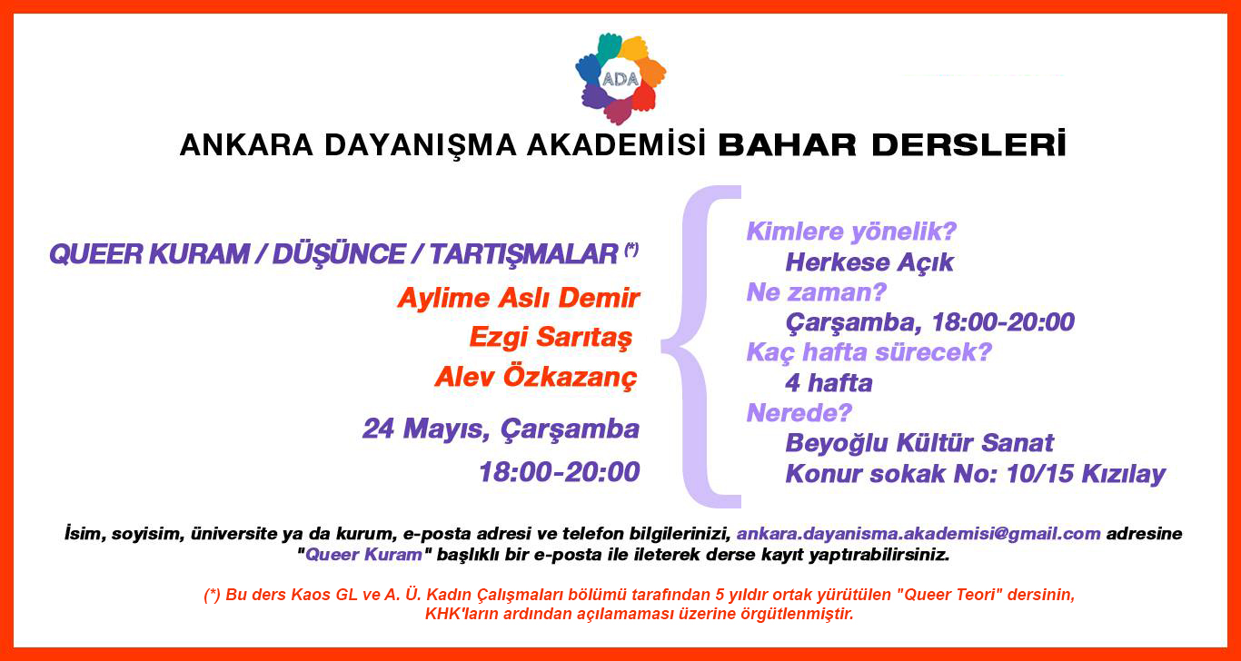 &lsquo;Queer Teori&rsquo; dersi yeniden başlıyor! Kaos GL - LGBTİ+ Haber Portalı