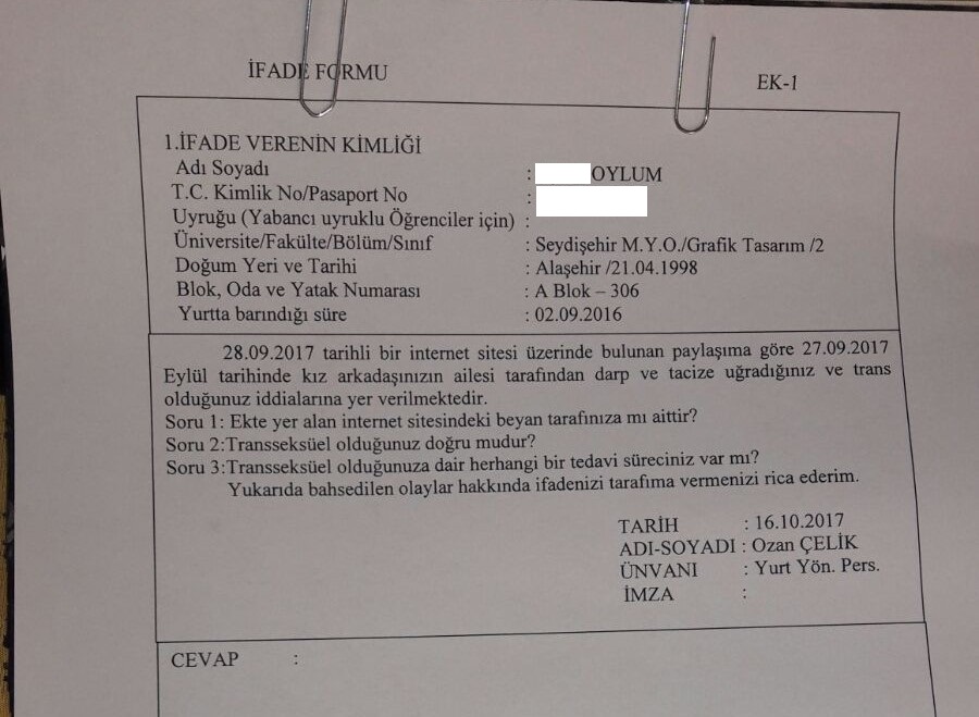 Trans erkek Derin Oylum yurttan atıldı Kaos GL - LGBTİ+ Haber Portalı