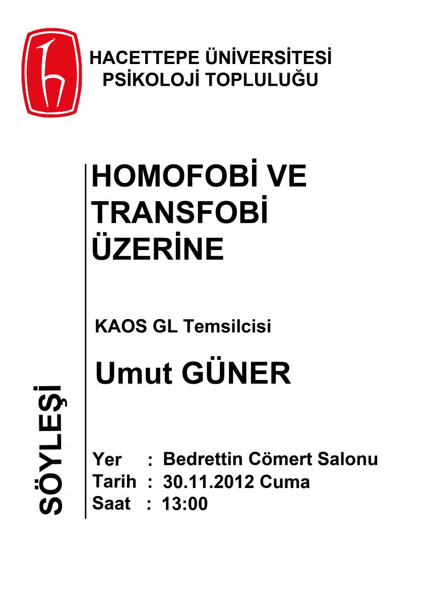 Hacettepe Psikoloji Topluluğunda Homofobi Üzerine Kaos GL - LGBTİ+ Haber Portalı