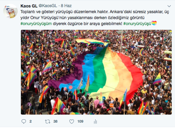 İstanbul Onur Yürüyüşü için Twitter eylemi: #OnurYürüyüşüm Kaos GL - LGBTİ+ Haber Portalı